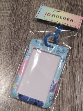Cute Floral Blue ID Holder with Key Ring